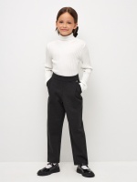 Трикотажные брюки с защипами для девочек (серый, 140) Sela  фото, kupilegko.ru